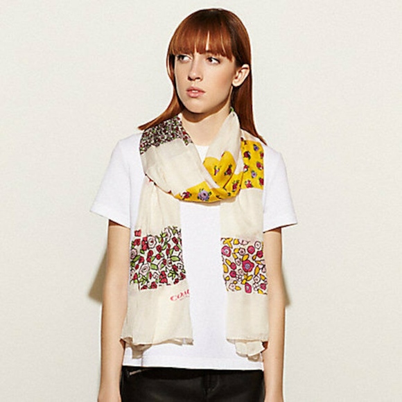 Coach Floral Patchwork Oblong Scarf - Picture 1 of 5